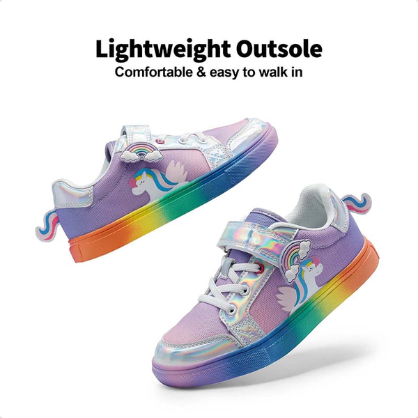 [Storybook Rainbow] Kids Breathable Fun Design Sneakers - RAINBOW  SILVER - 5